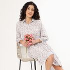 Women's Muted Pink Round Neck Romantic Midi Dress, Pink, small