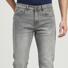 Men's Grey Slim Fit Washed Jeans, Light Grey, small