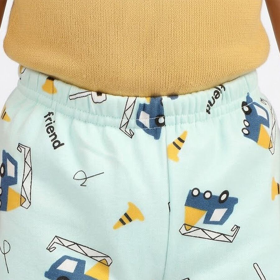 Infants' Mint Green Jogger Fit Cartoon Printed Pyjama, हल्का हरा, large