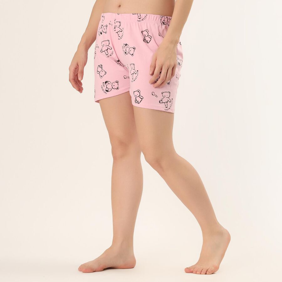 Women's Pink Regular Fit Drawstring Contrast Trim Shorts, गुलाबी, large