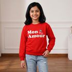 Girls' Red Crew Neck Pullover Sweatshirt, Red, small
