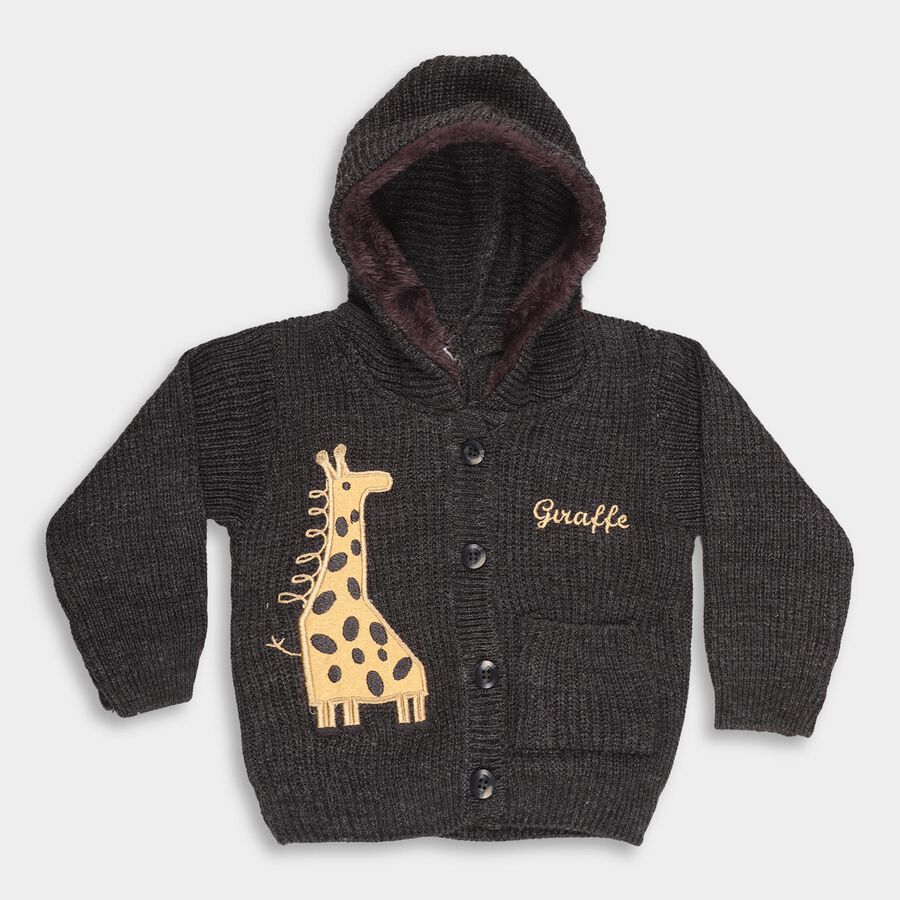 Infants Charcoal Hooded Casual Pullover, Charcoal, large image number null