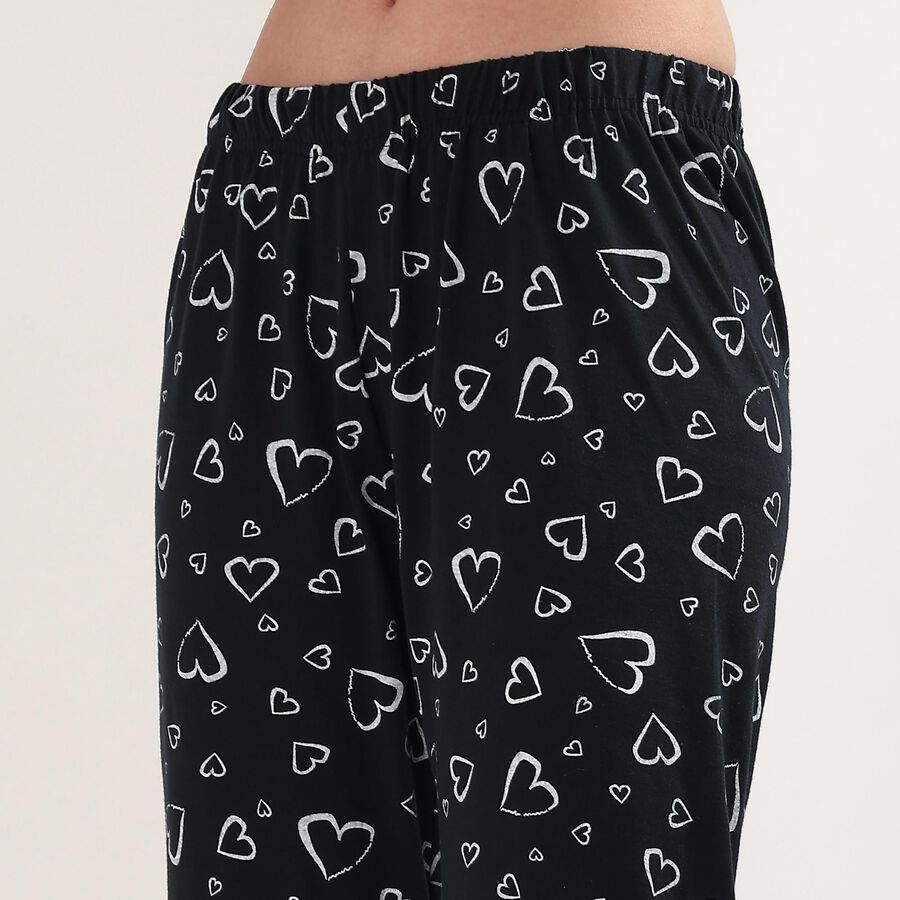 Women's Black Regular Fit Solid Pyjama, काला, large