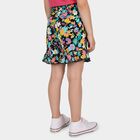Girls' Black Regular Fit Floral Printed Shorts, काला, small