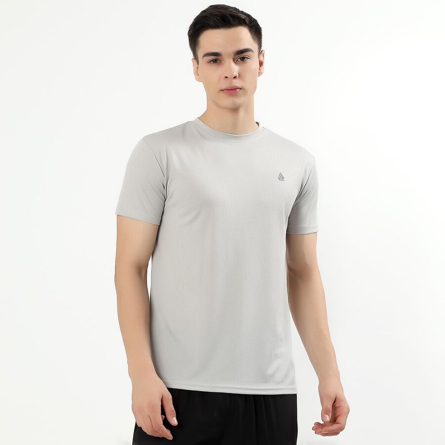 Men's Light Grey Crew Neck Athleisure T-Shirt, Light Grey, large image number null