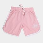 Girls' Pink Regular Fit Floral Print Drawstring Shorts, गुलाबी, small