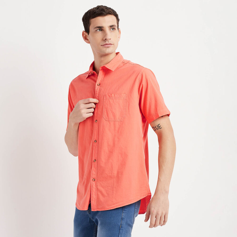 Cotton Solid Casual Shirt, Coral, large image number null