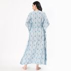 Women's Soft Powder Blue V-Neck Bohemian Nighty, मध्यम नीला, small