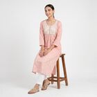 Women's Pink Round Neck Embroidered Kurta, Light Pink, small
