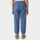 Girls Blue Jogger Fit Embroidered Jeans, Mid Blue, small