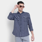 Cotton Checks Casual Shirt, Dark Blue, small image number null