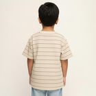Boys Beige Crew Neck Casual T-Shirt, ऑफ व्हाइट, small image number null