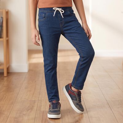 Boys Blue Slim Fit Drawstring Waist Jeans