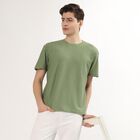 Men's Light Sage Green Round Neck Casual T-Shirt, Light Green, small