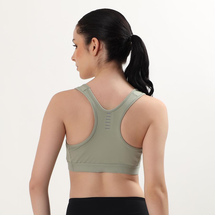 Women's Muted Sage Green Scoop Neck Athleisure Sports Bra, Light Green, large image number null
