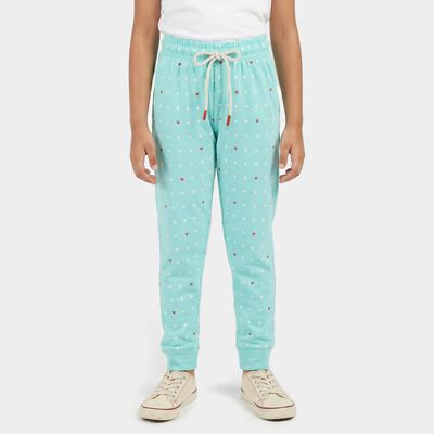 Girls' Aqua Jogger Heart Printed Cotton Blend Pyjama