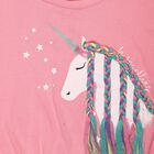 Girls' Pink Cotton Crew Neck Casual Unicorn Printed T-Shirt, Light Pink, small