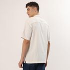 Men's Off White Half Sleeve Cuban Collar Casual Shirt, Off White, small
