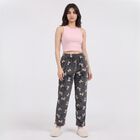Women's Dark Grey Straight Fit Teddy Printed Lounge Pyjama, गहरा ग्रे, small