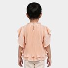 Girls Peach Round Neck Regular T-Shirt, Peach, small