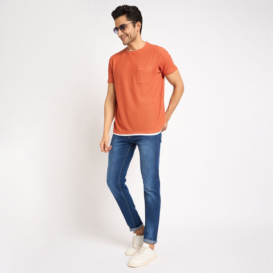 Men's Round Neck Half Sleeves T-Shirt, Orange, large image number null