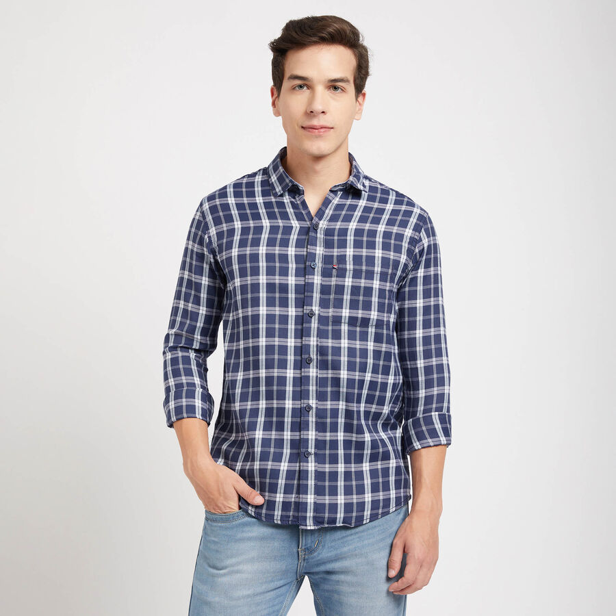 Checks Casual Shirt, Dark Blue, large image number null