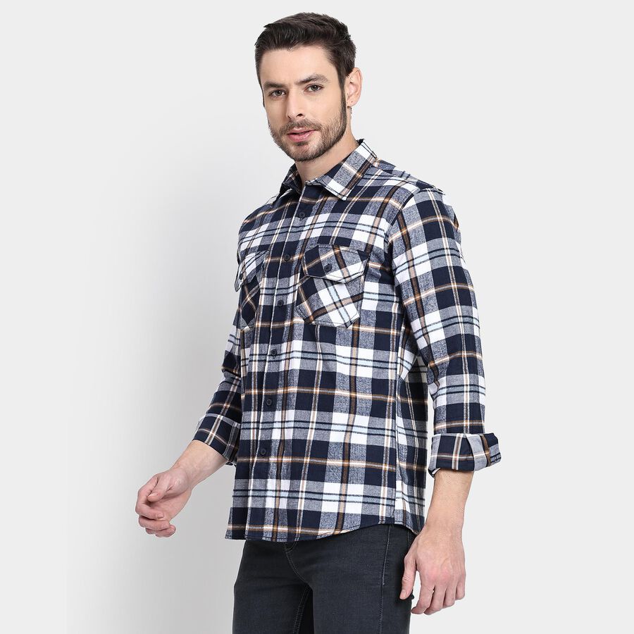 Men's 100% Cotton Casual Shirt, Dark Blue, large image number null