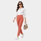 Women's Pink Straight Fit Button Detail Trousers, गुलाबी, small