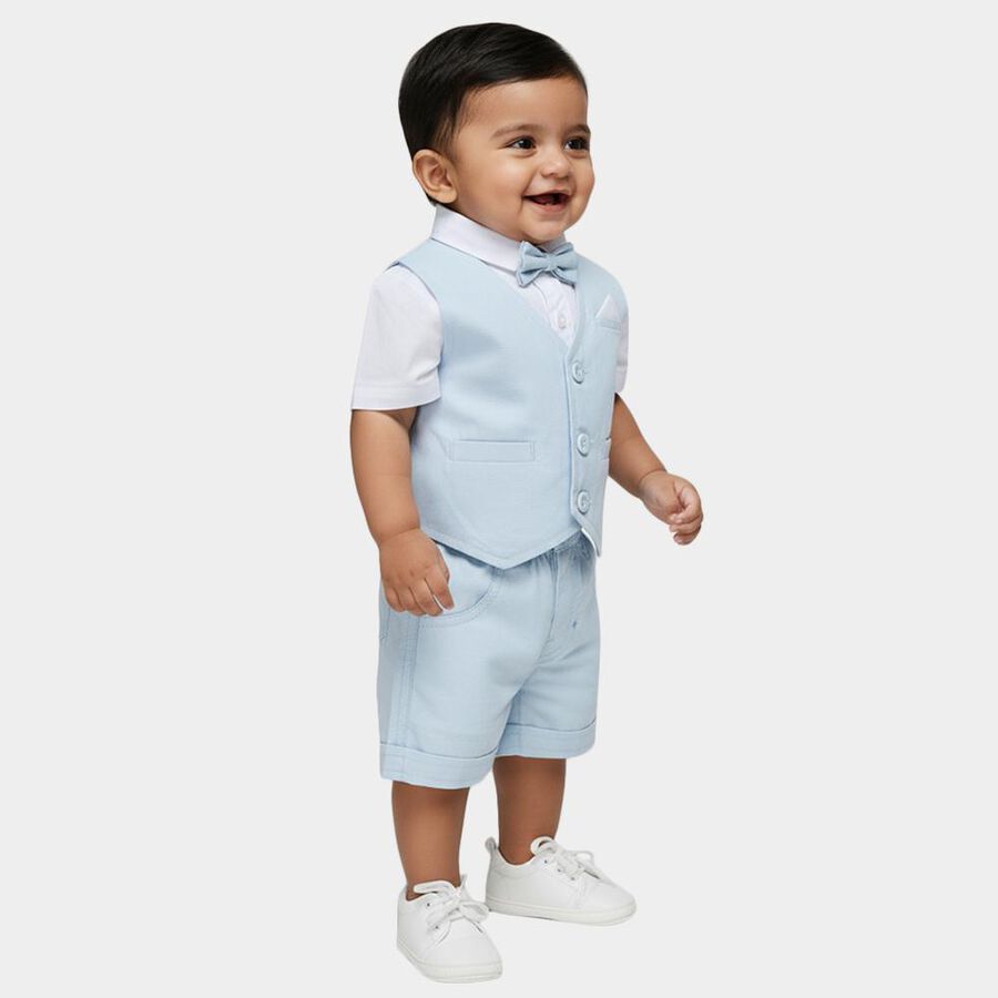 Infants' Light Blue Cotton Collared Formal Baba Suit, Light Blue, large