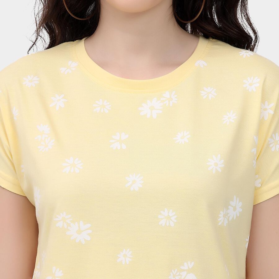 Ladies' Round Neck T-Shirt, Yellow, large