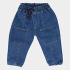 Infants Blue Relaxed Fit Patch Pocket Jeans, Mid Blue, small