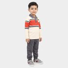 Boys' Off White Cotton Polo Neck Colorblocked Baba Suit, ऑफ व्हाइट, small