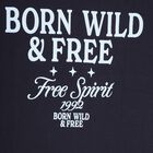 Boys' Deep Midnight Navy Blue Round Neck Printed T-Shirt, Navy Blue, small