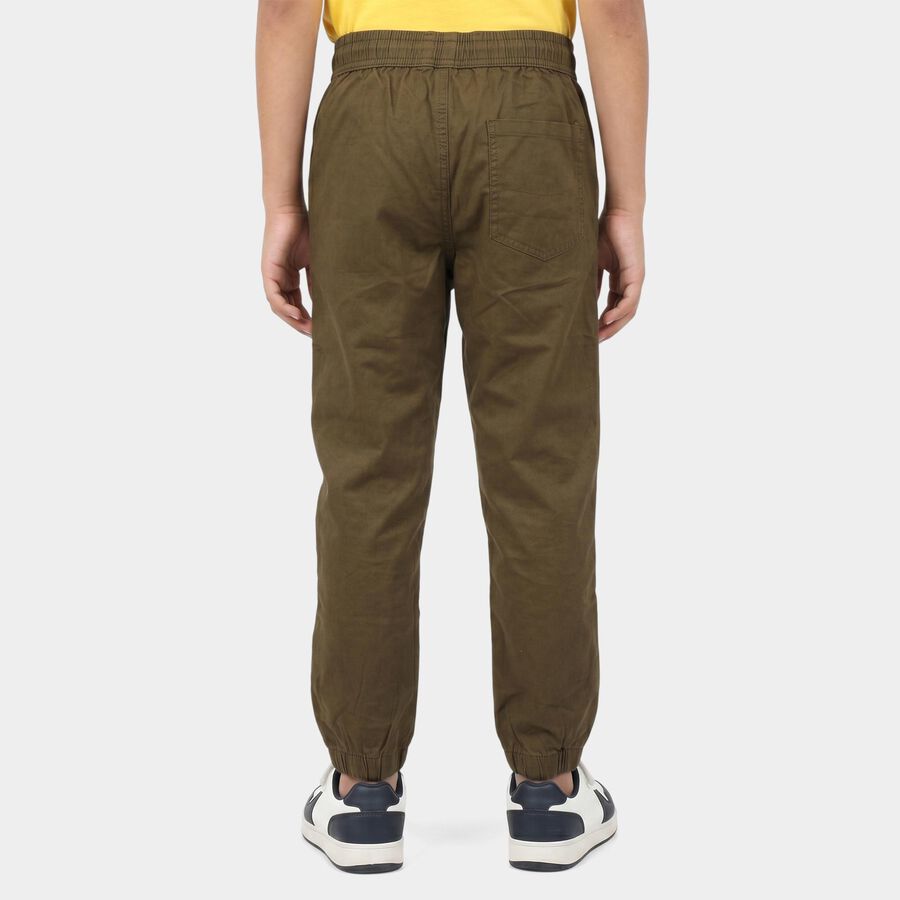 Boys' Olive Green Regular Fit Cargo Trousers, Olive, large
