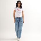 Ladies Bright White Round Neck Crop Top, White, small image number null