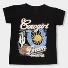 Girls' Jet Black Crew Neck Short Sleeve T-Shirt, Black, small image number null