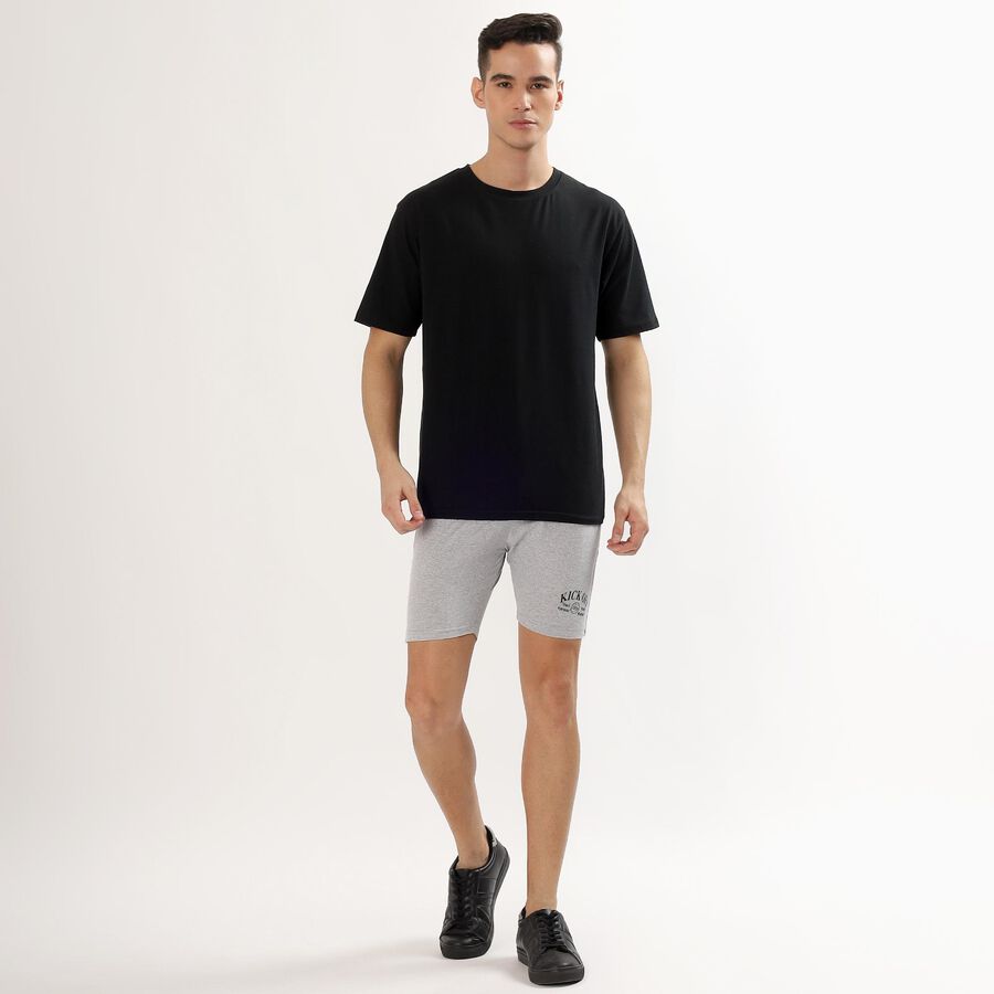 Men's Light Grey Regular Fit Printed Bermuda Shorts, Melange Mid Grey, large image number null