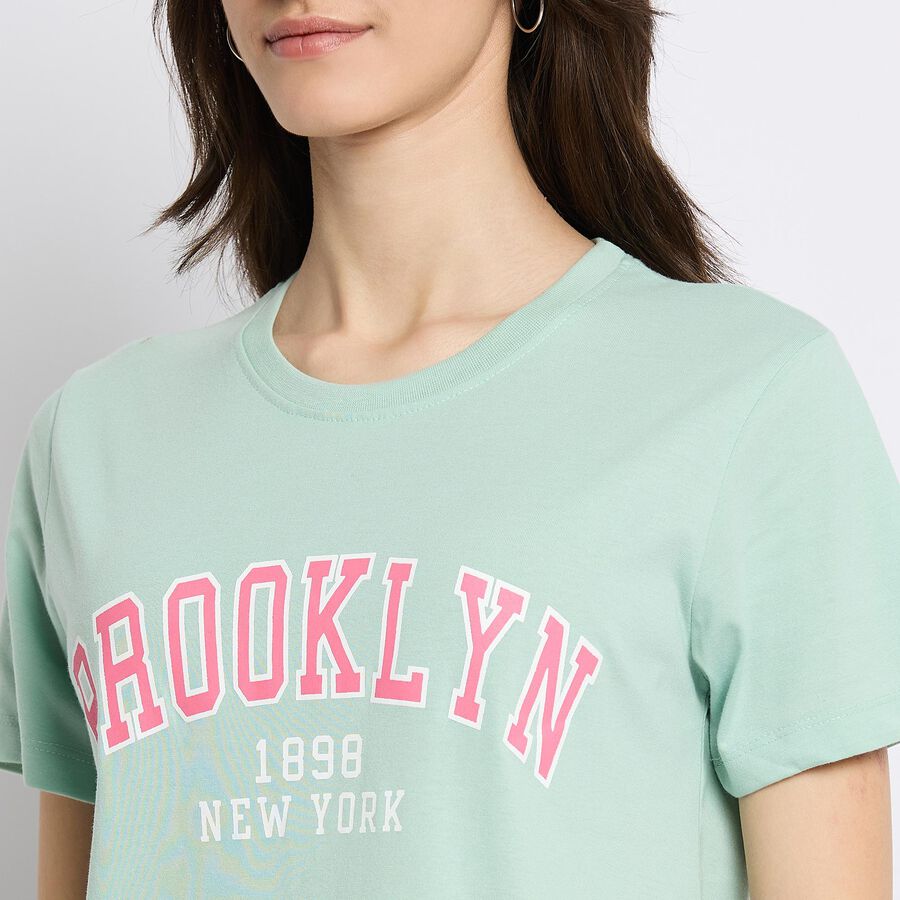 Ladies' Round Neck T-Shirt , हल्का हरा, large image number null