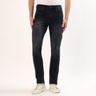 Men's Faded Black Slim Fit Jeans, Dark Blue, small