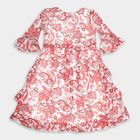 Girls' Bright Red Paisley Print A-Line Dress, Light Pink, small image number null
