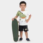 Boys' Navy Blue Cotton Crew Neck Graphic Print Baba Suit, Navy Blue, small