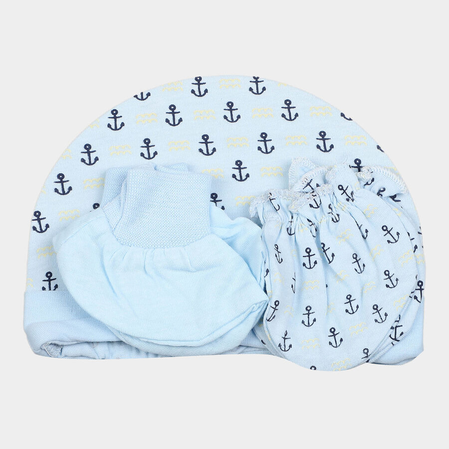Infants Cotton Printed Baby Gift Set, Light Blue, large image number null