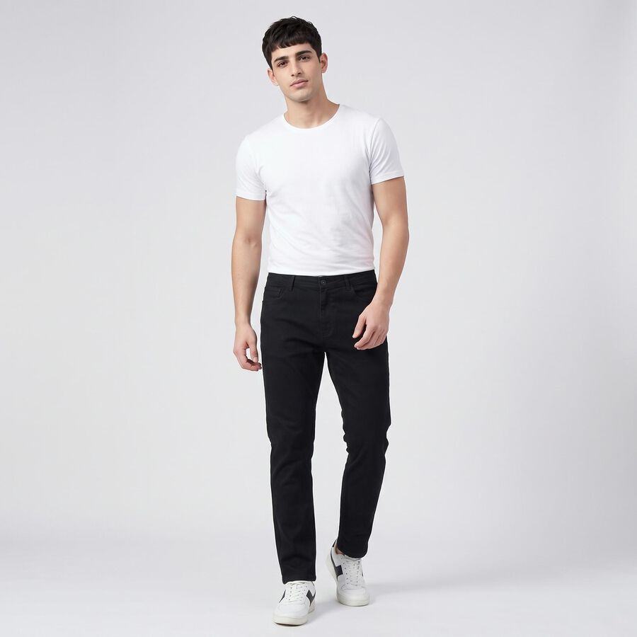 Men's Dark Grey Slim Fit Solid Jeans, Dark Grey, large