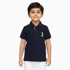 Boys Navy Blue Polo Neck Casual T-Shirt, Navy Blue, small
