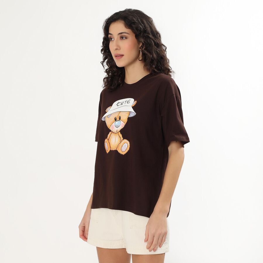 Ladies' Round Neck T-Shirt, Brown, large image number null