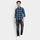 Cotton Checks Casual Shirt, Teal Blue, small image number null