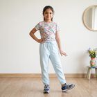 Girls' Light Blue Relaxed Fit Drawstring Jogger Pyjama, Light Blue, small