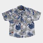 Boys' Off-White Cotton Half Sleeve Spread Collar Floral Casual Shirt, Off White, small