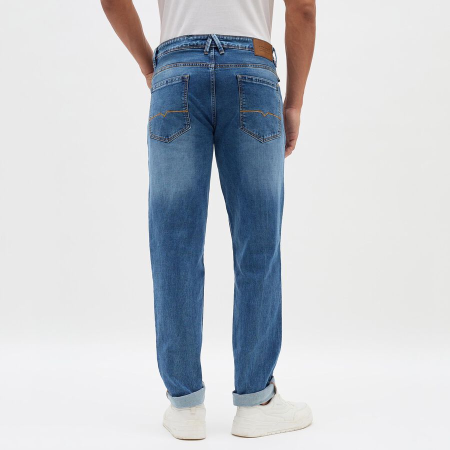 Men's Stonewashed Blue Slim Fit Jeans, हल्का नीला, large image number null