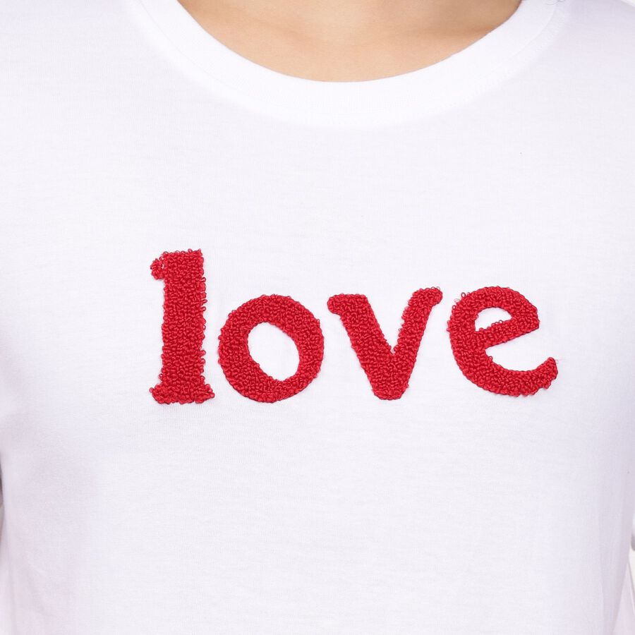 Ladies' Cotton Round Neck T-Shirt, White, large image number null